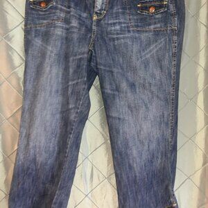 Tommy Hilfiger Wide Leg‎ Cropped Jeans Womens 14 Blue Light Wash Denim Hem